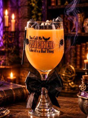 Artisan One Moon Flame Wicked Charm Halloween Peppermint 12oz Wine Glass Candle
